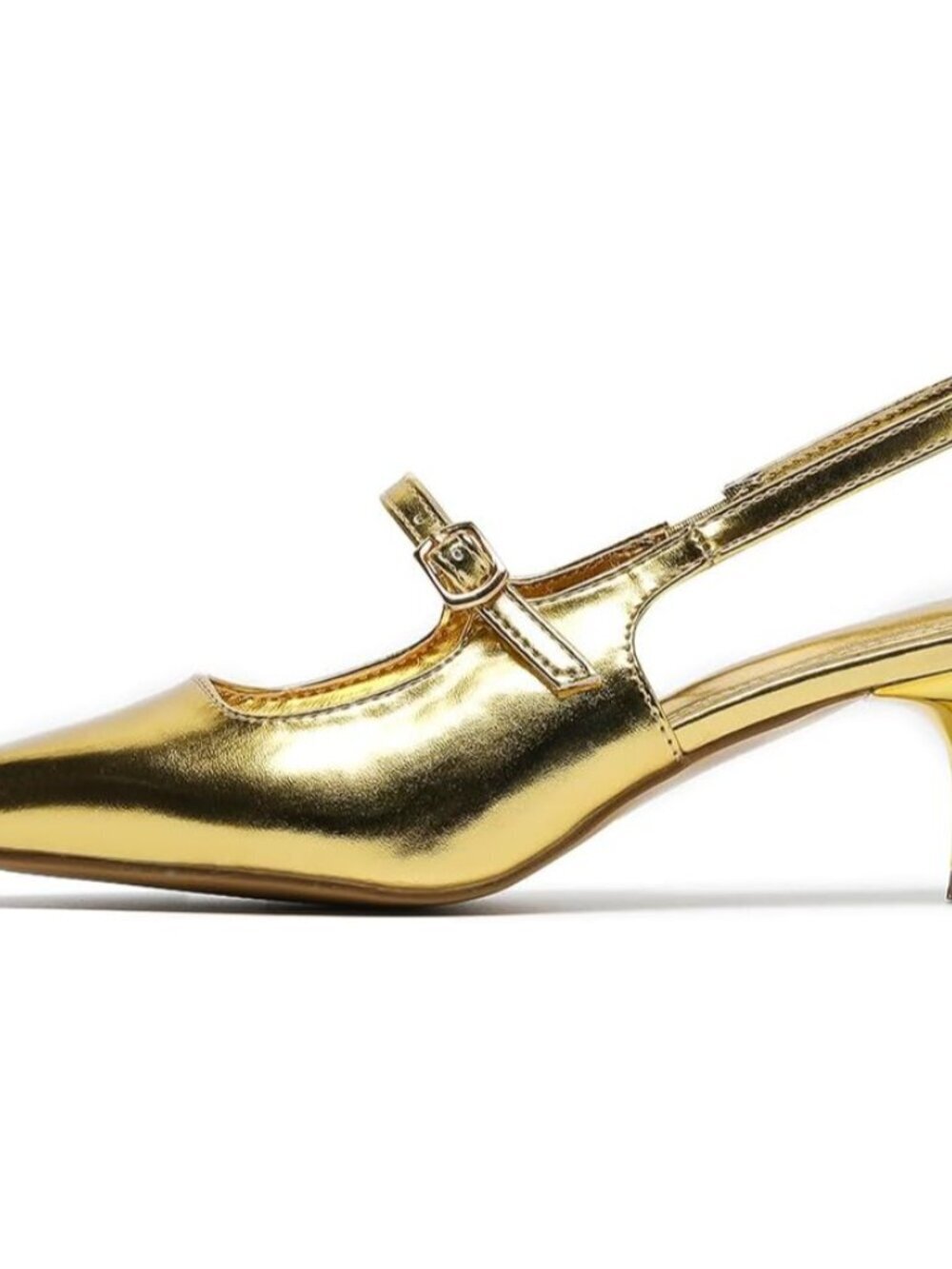 Women’s Closed Pointed Toe Kitten Heel Slingback Low Heel Pumps Party Wedding - Picture 4 of 7